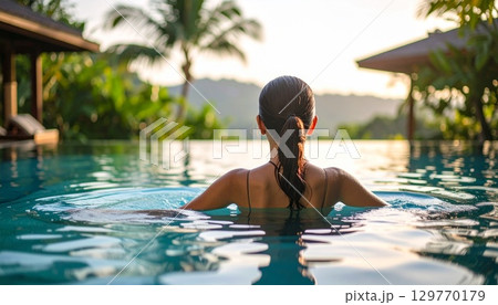 プールに入っている人 129770179