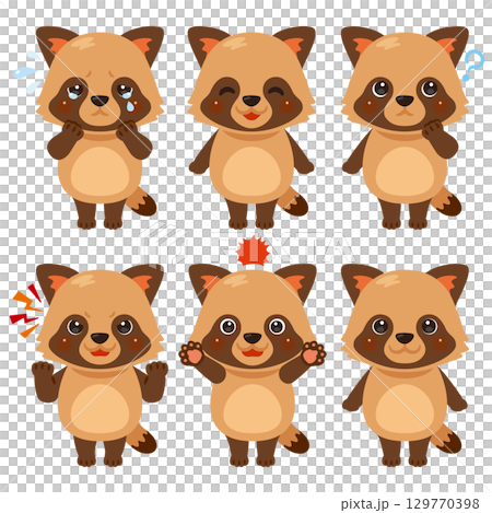 タヌキのキャラクターイラスト　表情セット 129770398