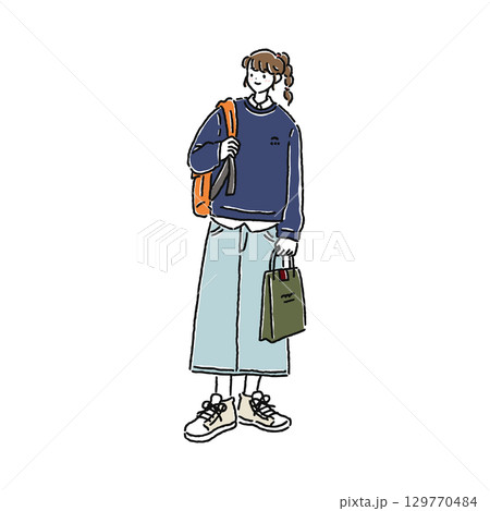 カジュアルでおしゃれな女性 カジュアルでおしゃれな女性 129770484