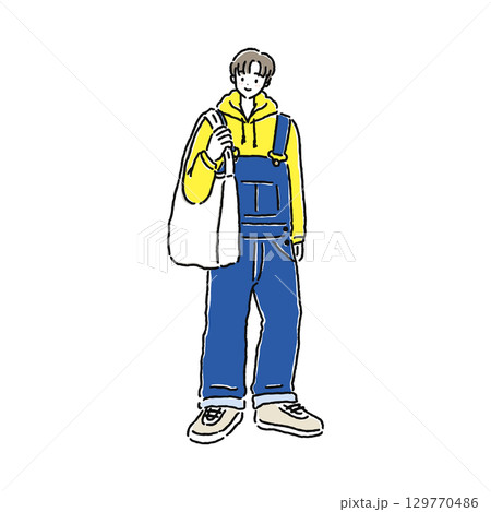 オーバーオールを着た人物 129770486