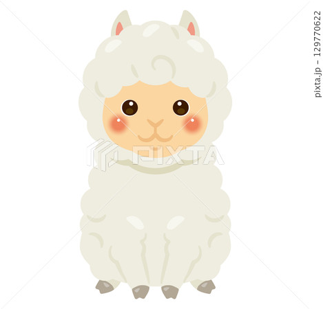お座りしたアルパカのイラスト 129770622