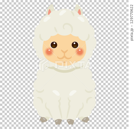 お座りしたアルパカのイラスト 129770622