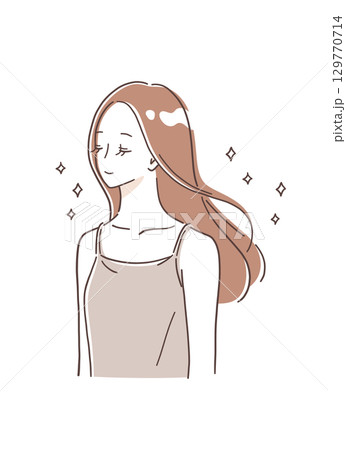 きれいなロングヘアの女性のイラスト素材 きれいなロングヘアの女性のイラスト素材 129770714
