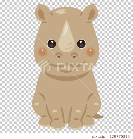 お座りしたサイのイラスト 129770819