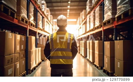倉庫で働く人 129770899