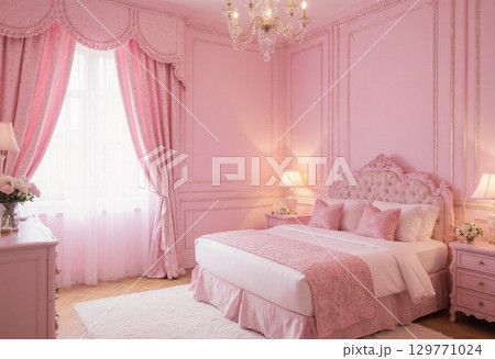 ピンクでおしゃれな部屋 129771024