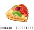 果物がたくさんのったフルーツタルト 129771285