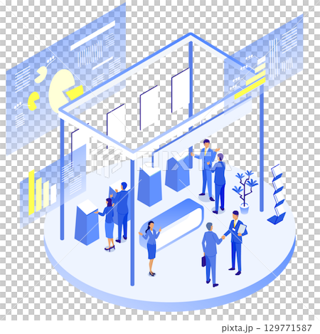 Futuristic data analysis office isometric illustration Futuristic data analysis office isometric illustration 129771587