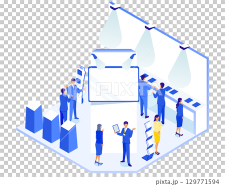未來主義演示展位等距圖示 129771594