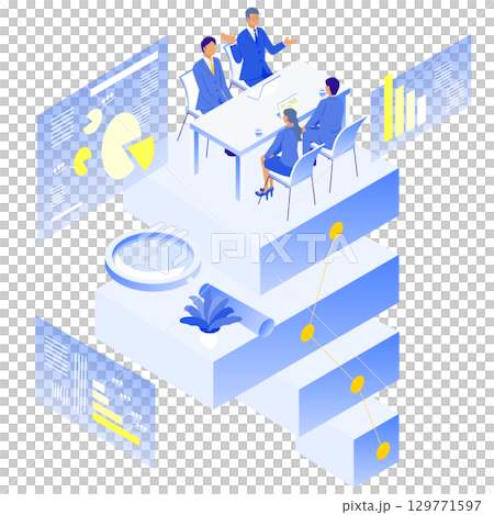 Futuristic business meeting isometric illustration Futuristic business meeting isometric illustration 129771597