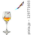 Sherry wine glass, traditional design, floating in space, light prisms, high-end product shot 129771603