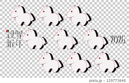 Cute Year of the Horse New Year's card background 129771648