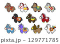 午年のお正月モチーフセット馬 129771785