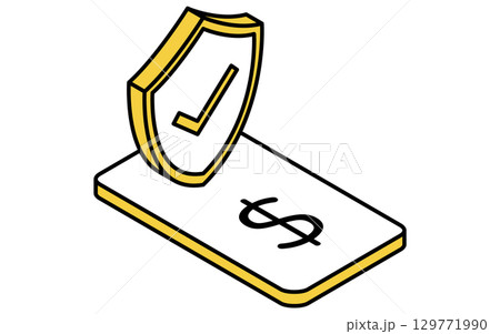 スマホ決済とセキュリティのフィンテックアイコン 129771990