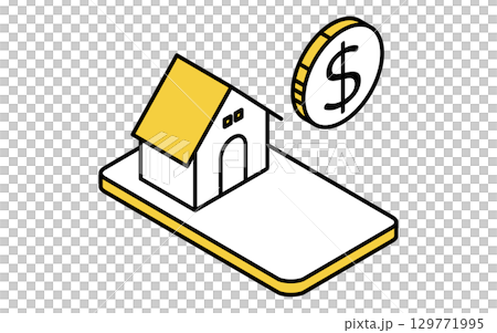 用於在智慧型手機上管理家庭財務的金融科技圖標 129771995