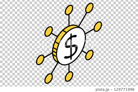 區塊鏈和美元符號金融科技圖標 129771996