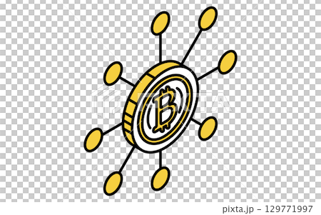 區塊鏈和比特幣金融科技圖標 區塊鏈和比特幣金融科技圖標 129771997