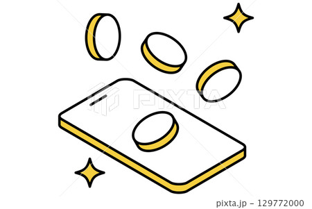 スマホと配当金を受け取るイメージのフィンテックアイコン 129772000