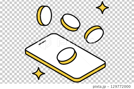 Fintech icon with image of smartphone and receiving dividends 129772000