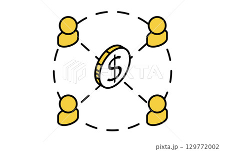 クラウドファンディングで資金調達するイメージのフィンテックアイコン 129772002