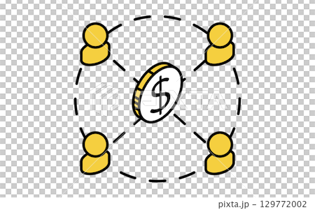 クラウドファンディングで資金調達するイメージのフィンテックアイコン 129772002