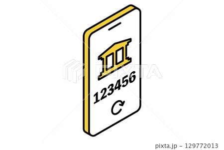 スマートフォンの二段階認証アプリのフィンテックアイコン 129772013