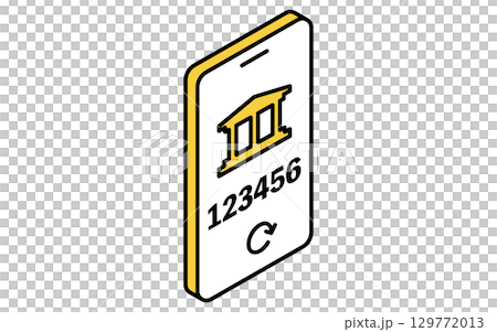 スマートフォンの二段階認証アプリのフィンテックアイコン 129772013