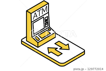 スマホでATM操作をするフィンテックアイコン 129772014