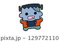 かわいいフランケンシュタインハロウィンの仮装イラスト 129772110