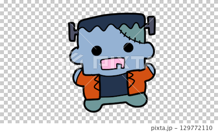 かわいいフランケンシュタインハロウィンの仮装イラスト かわいいフランケンシュタインハロウィンの仮装イラスト 129772110