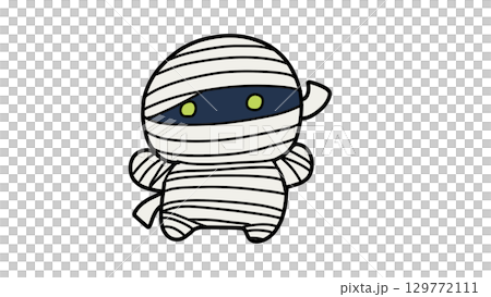 ハロウィンのミイラ仮装イラストかわいい 129772111