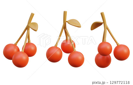 Cartoon Style Red fruit 3D Graphic 129772118
