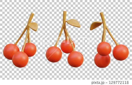 Cartoon Style Red fruit 3D Graphic 129772118