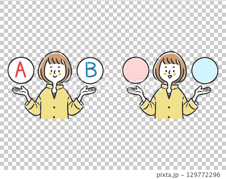 A and B options woman upper body vector A and B options woman upper body vector 129772296
