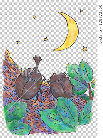 犀牛甲蟲和星空的插圖 犀牛甲蟲和星空的插圖 129772350