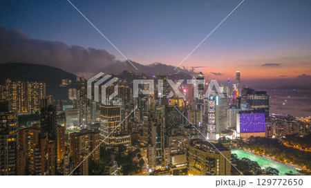 Aug 8 2025 a Causeway Bay skyline lights up urban night Aug 8 2025 a Causeway Bay skyline lights up urban night 129772650