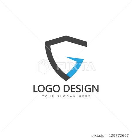 letter g shield protect guard logo design template icon vector illustration 129772697
