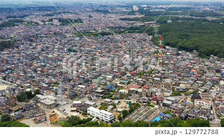 住宅地のドローン空撮 住宅地のドローン空撮 129772788