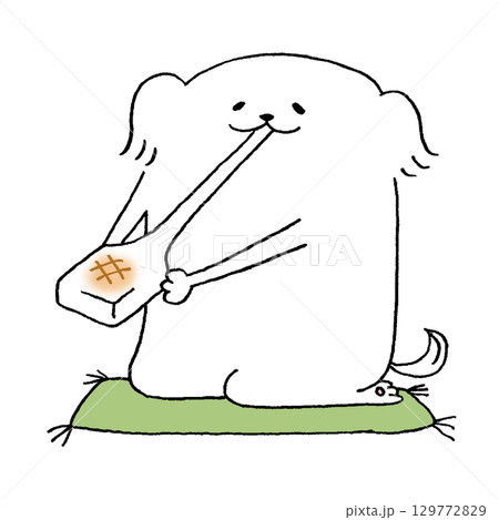 餅を食べる犬 129772829
