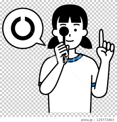 視力検査をする女子学生 視力検査をする女子学生 129772863