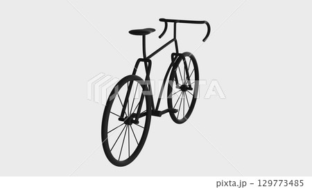 スポーツ自転車の3D画、モノトーン、白背景 129773485