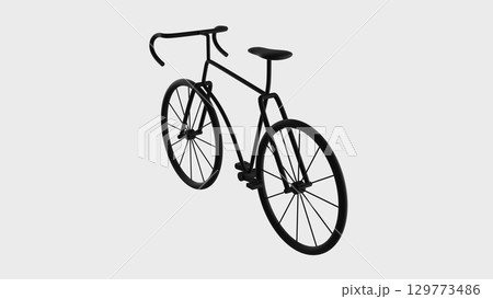 スポーツ自転車の3D画、モノトーン、白背景 スポーツ自転車の3D画、モノトーン、白背景 129773486