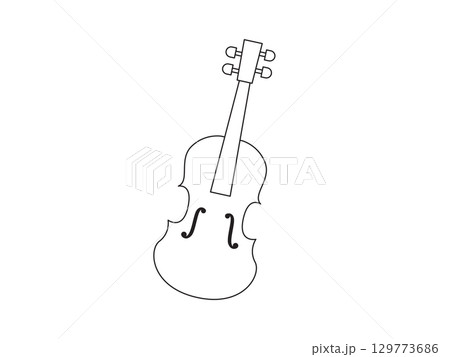 Violin. A musical string instrument for a website, post, banner. Linear drawing 129773686