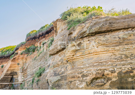 千葉県銚子市　有名な観光地　屏風浦の地質年代境界 129773839