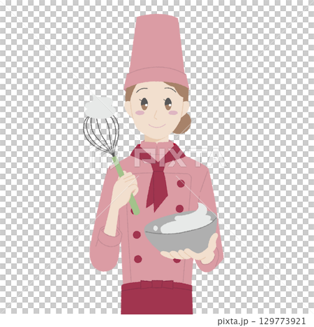 手繪風格女糕點師 129773921