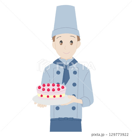 手描き風の男性パティシエ 129773922