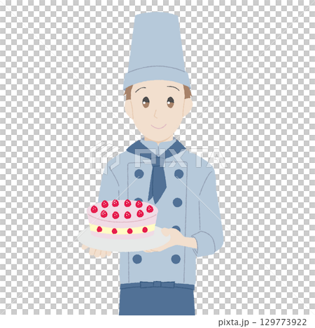 手描き風の男性パティシエ 129773922