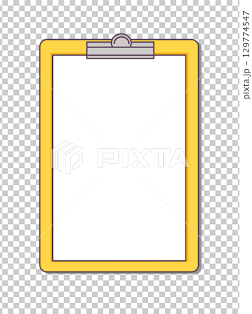バインダークリップボード縦黄色イラスト バインダークリップボード縦黄色イラスト 129774547