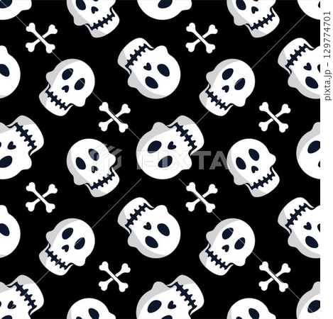 Happy Halloween Night Festival Seamless Pattern Design with Spooky Elements in Illustration Template 129774701