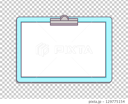 バインダークリップボード横青色イラスト バインダークリップボード横青色イラスト 129775154